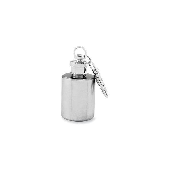 Rebel Steel Brushed Stainless Steel 1 ounce Round Mini Key Chain Flask with Funnel