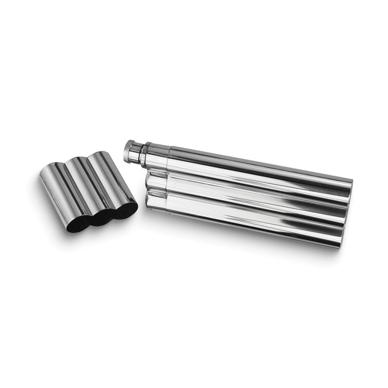 Polished Stainless Steel Two Cigar Holder 1.5 oz. Flask