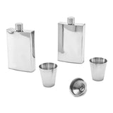 Rebel Steel Polished Stainless Steel Two-4 ounce Flasks, 2 Shot Glasses and 2 Funnels Set in Wooden Gift Box