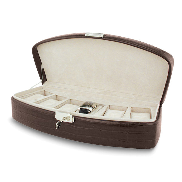 Brown Faux Leather Six Watch Case