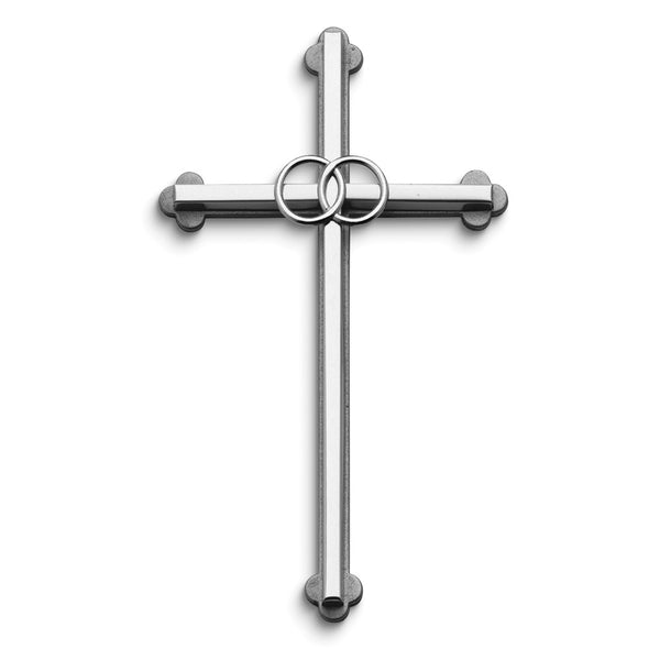 Silver-tone Double Rings 8 Inch Wedding Wall Cross