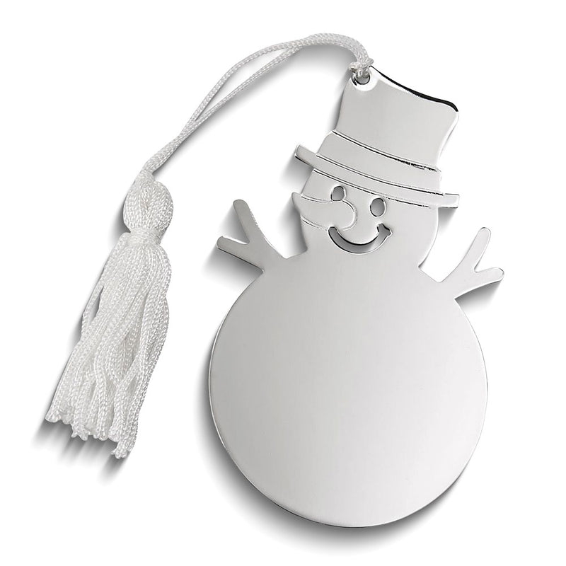 Nickel-plated White Tassel Engraveable Snowman Ornament