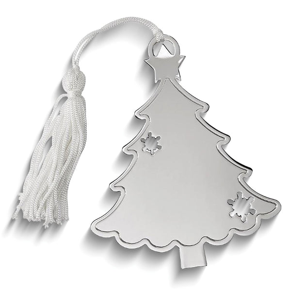 Nickel-plated White Tassel Engraveable Tree Ornament
