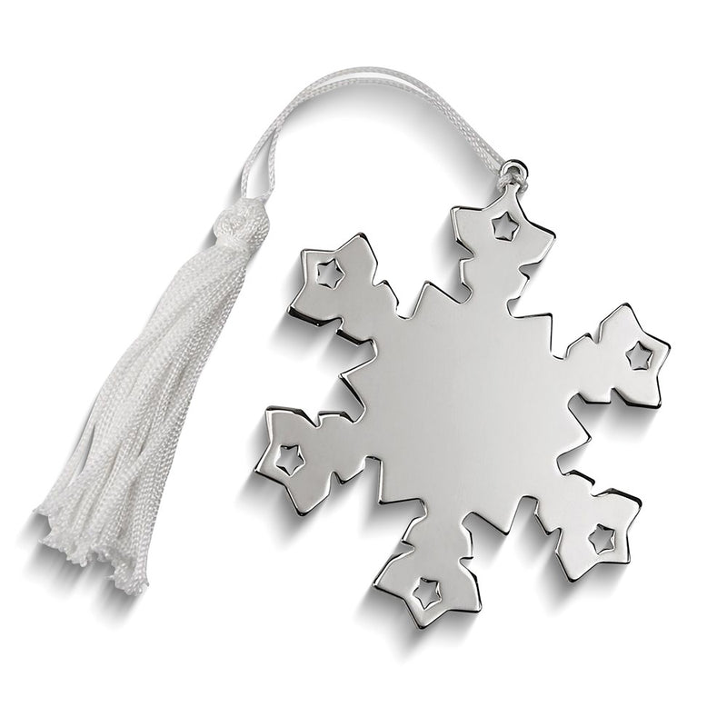 Nickel-plated White Tassel Engraveable Snowflake Ornament