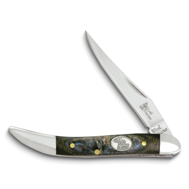 Steel Warrior Toothpick Imitation Abalone Handle Pocket Knife with 440 Steel Blade