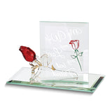 MY WIFE MY LOVE MY BEST FRIEND Red Rose Handcrafted Glass Figurine