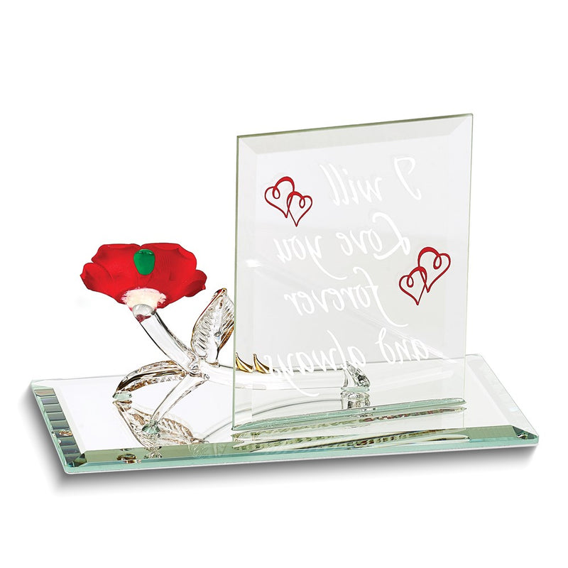 I WILL LOVE YOU FOREVER AND ALWAYS Red Rose Handcrafted Glass Figurine
