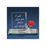 I WILL LOVE YOU FOREVER AND ALWAYS Red Rose Handcrafted Glass Figurine