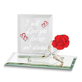 I WILL LOVE YOU FOREVER AND ALWAYS Red Rose Handcrafted Glass Figurine