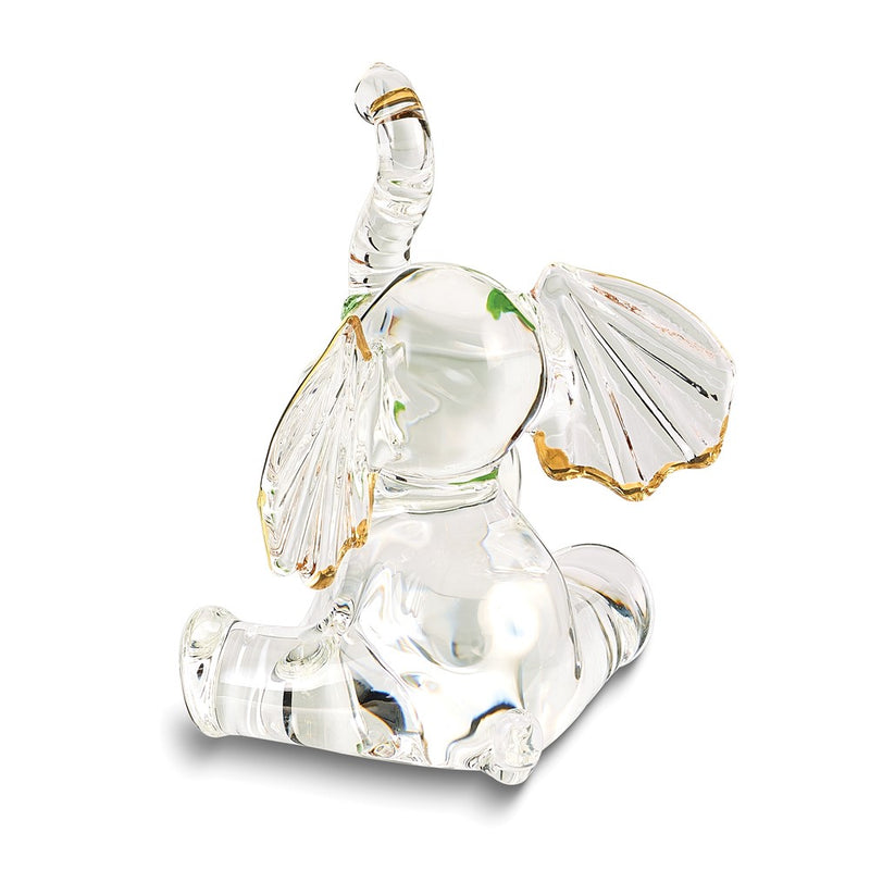 Good Luck Elephant with Clover Handcrafted Glass Figurine