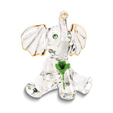 Good Luck Elephant with Clover Handcrafted Glass Figurine