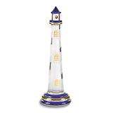 Blue Lighthouse Handcrafted Glass Figurine with 22k Gold Trim