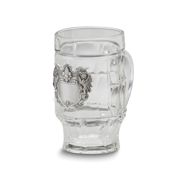 Pewter Engravable Fleur de Lis Crest 17 ounce Glass Mug
