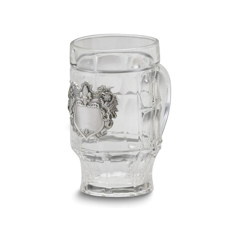 Pewter Engravable Fleur de Lis Crest 17 ounce Glass Mug