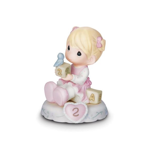 Precious Moments Growing in Grace Age Two Blonde Porcelain Figurine