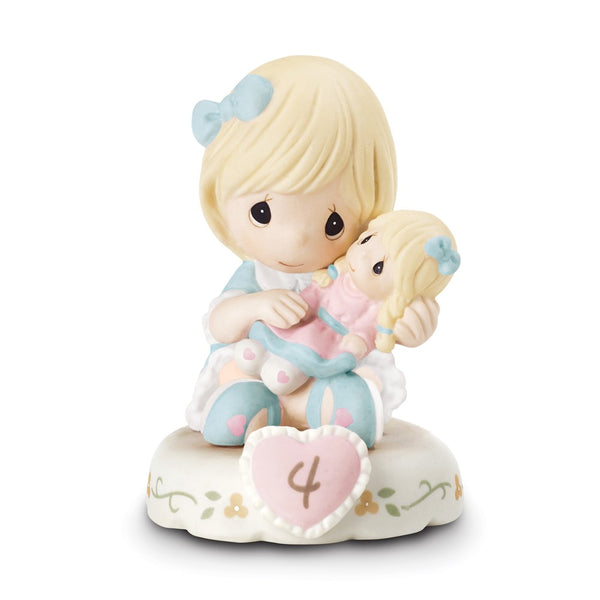 Precious Moments Growing in Grace Age Four Blonde Porcelain Figurine