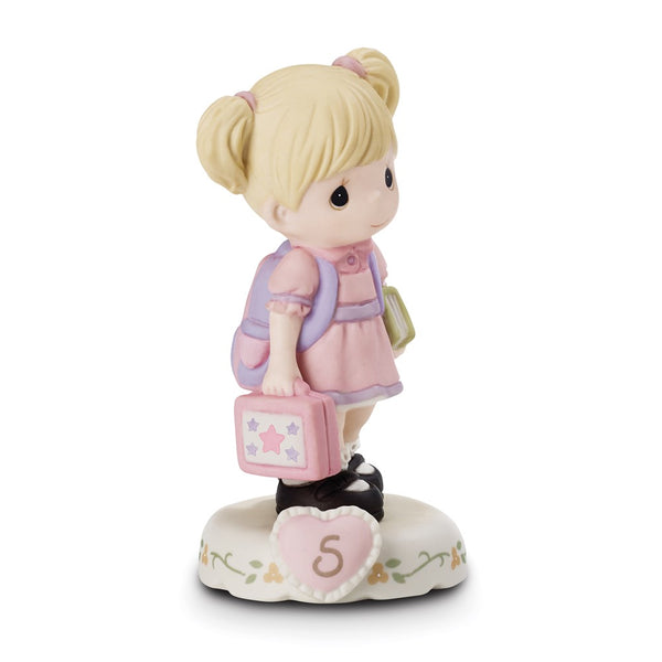 Precious Moments Growing in Grace Age Five Blonde Porcelain Figurine