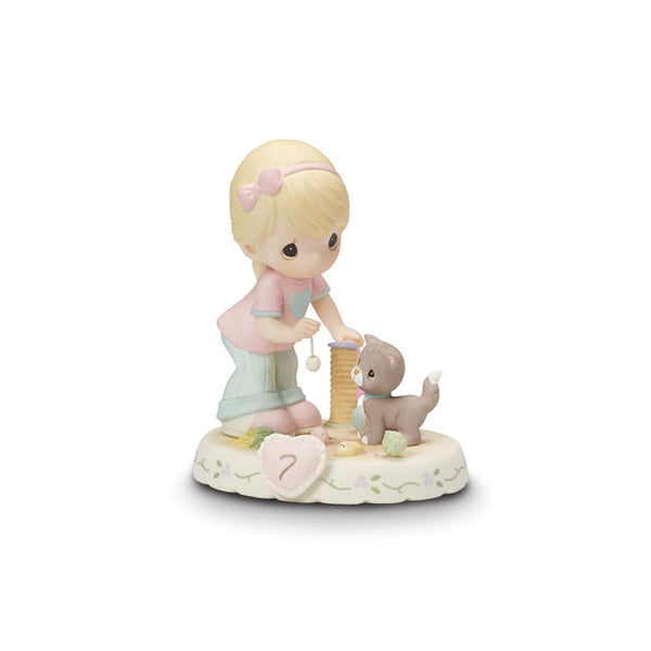 Precious Moments Growing in Grace Age Seven Blonde Porcelain Figurine