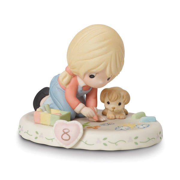Precious Moments Growing in Grace Age Eight Blonde Porcelain Figurine