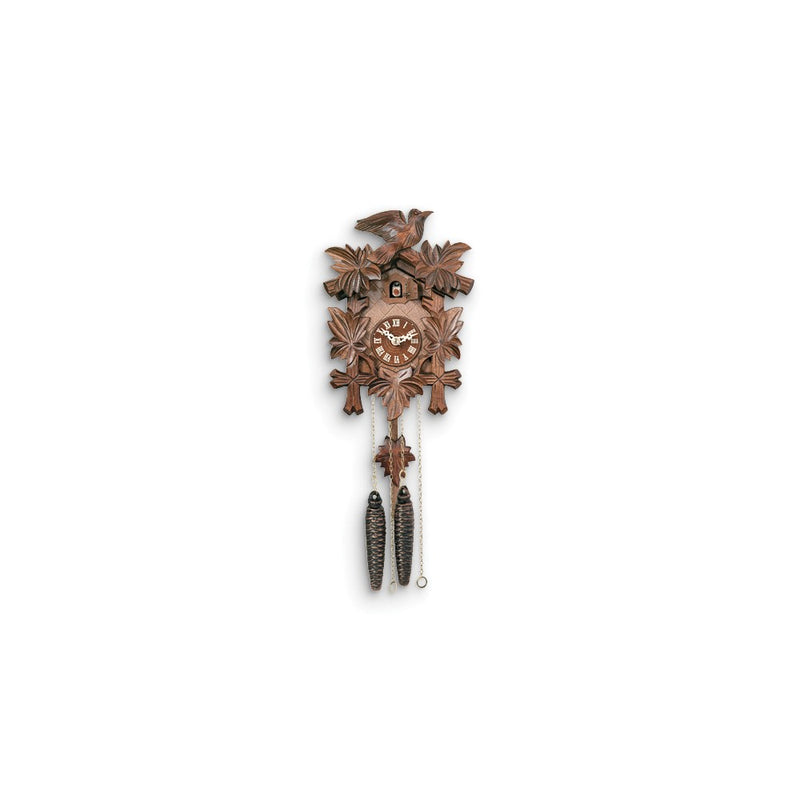 Carved Bird with Five Leaves Wooden One-Day Movement Cuckoo Clock