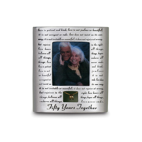 Silver-tone Resin Stone 50 YEARS TOGETHER 1st Corinthians 13 Verse 3x3.5 Photo Frame