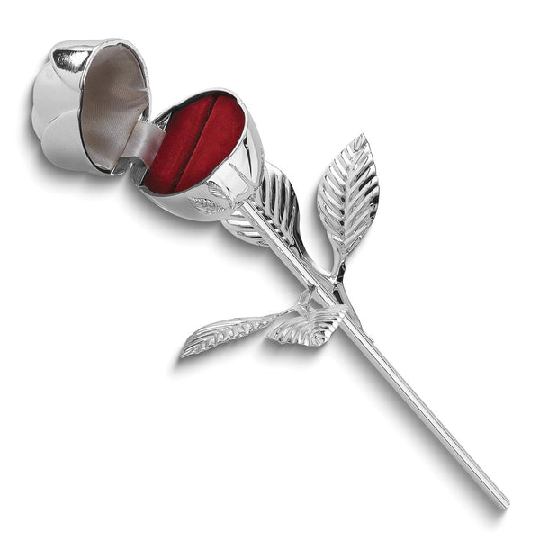 Silver-plated Metal Long Stem Rose Ring Holder