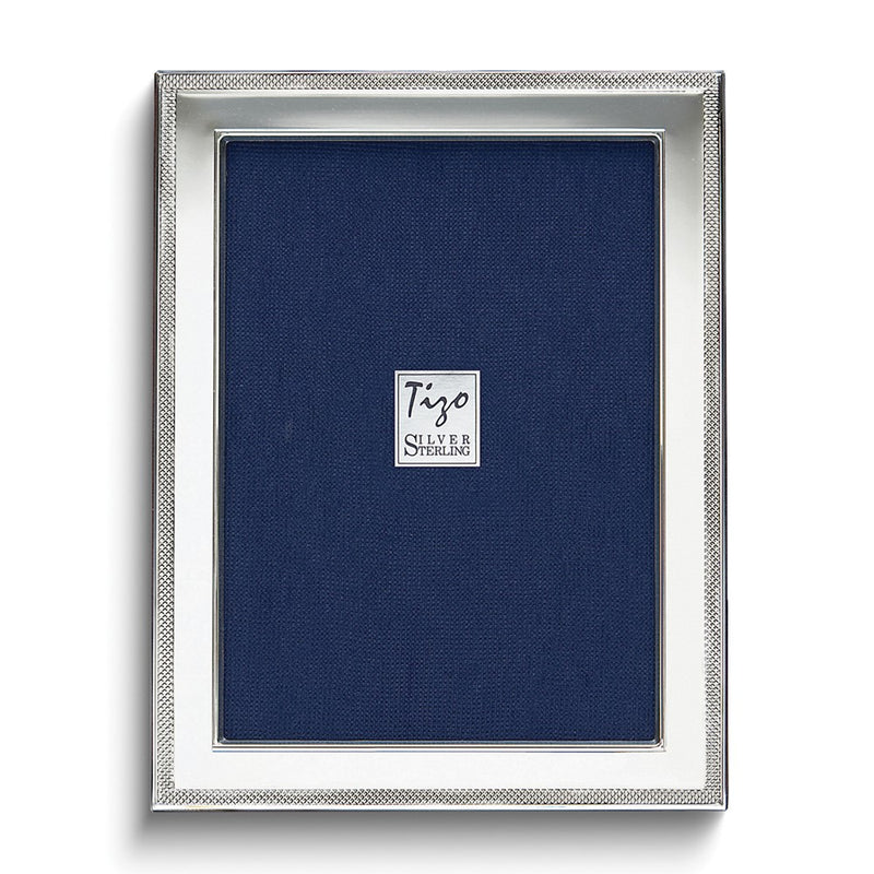 925 Sterling Silver Tarnish Resistant Plain with Mesh Border 4x6 Frame with Finished Wood Back