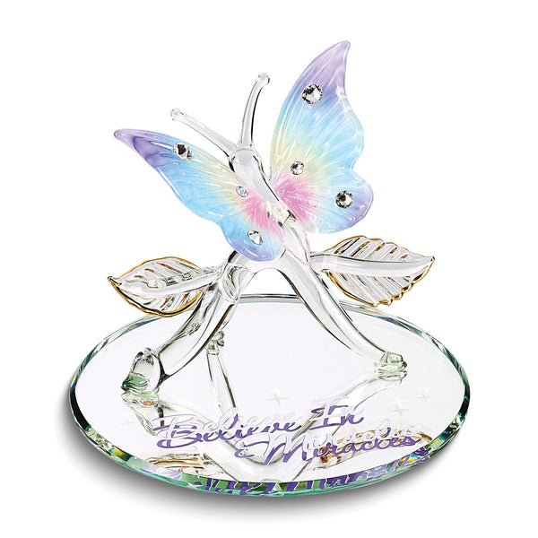 Butterfly BELIEVE IN MIRACLES Handcrafted Glass Figurine