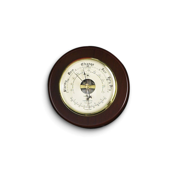 Cherry Wood Barometer and Thermometer