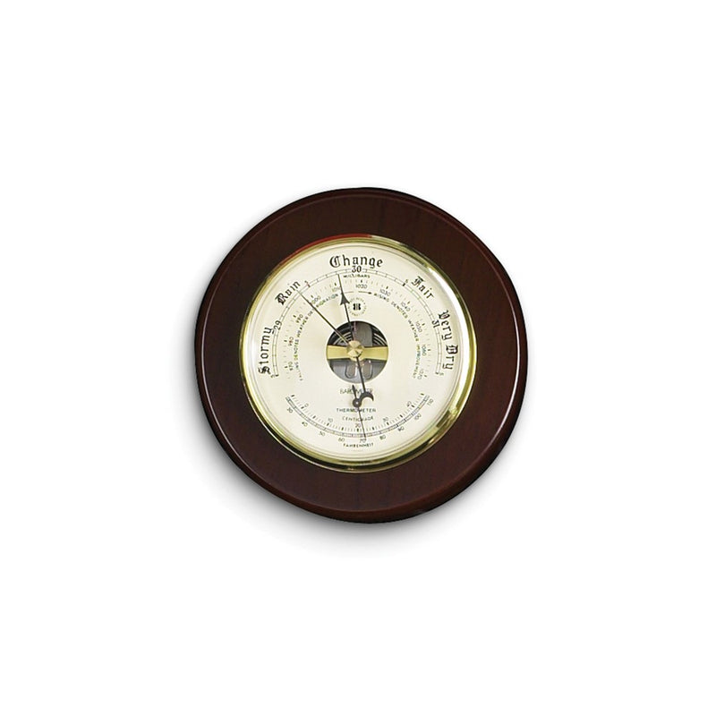 Cherry Wood Barometer and Thermometer