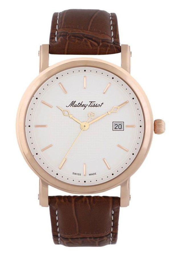 Mathey-Tissot City Leather Strap White Dial Quartz HB611251PI Men's Watch