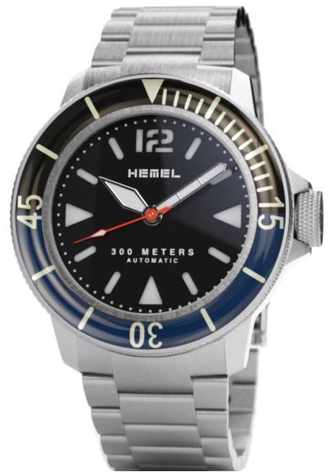 Hemel Hydrodurance Black And Blue Bezel Automatic Diver's HD1BB 300M Men's Watch
