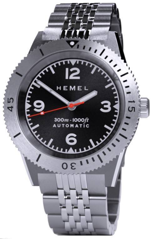 Hemel Sea Dart Black Sunburst With Super-LumiNova Dial Automatic Diver's HD3 300M Men's Watch