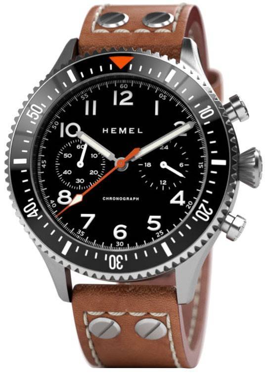 Hemel HFT20 Chronograph Ceramic Bezel Matte Black Super-LumiNova Dial Quartz HF3 100M Men's Watch