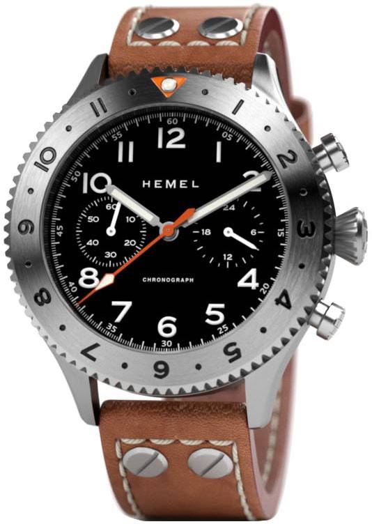 Hemel HFT20 Chronograph GMT Bezel Matte Black With Super-LumiNova Dial Quartz HF4 100M Men's Watch