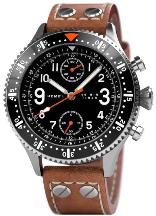 Hemel Brabant Chronograph Matte Black With Super-LumiNova Dial Quartz HF5 100M Men's Watch
