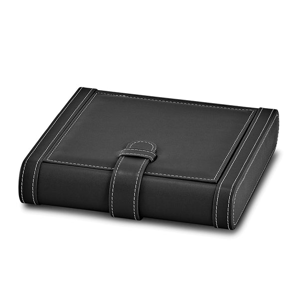 Luxury Giftware Black Polyurethane Cedar-Lined 5-Cigar Travel Case