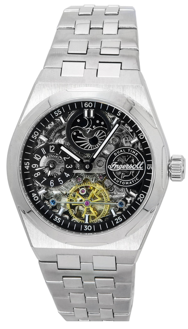 Ingersoll The Broadway Dual Time Skeleton Black Dial Automatic I12901 Men's Watch