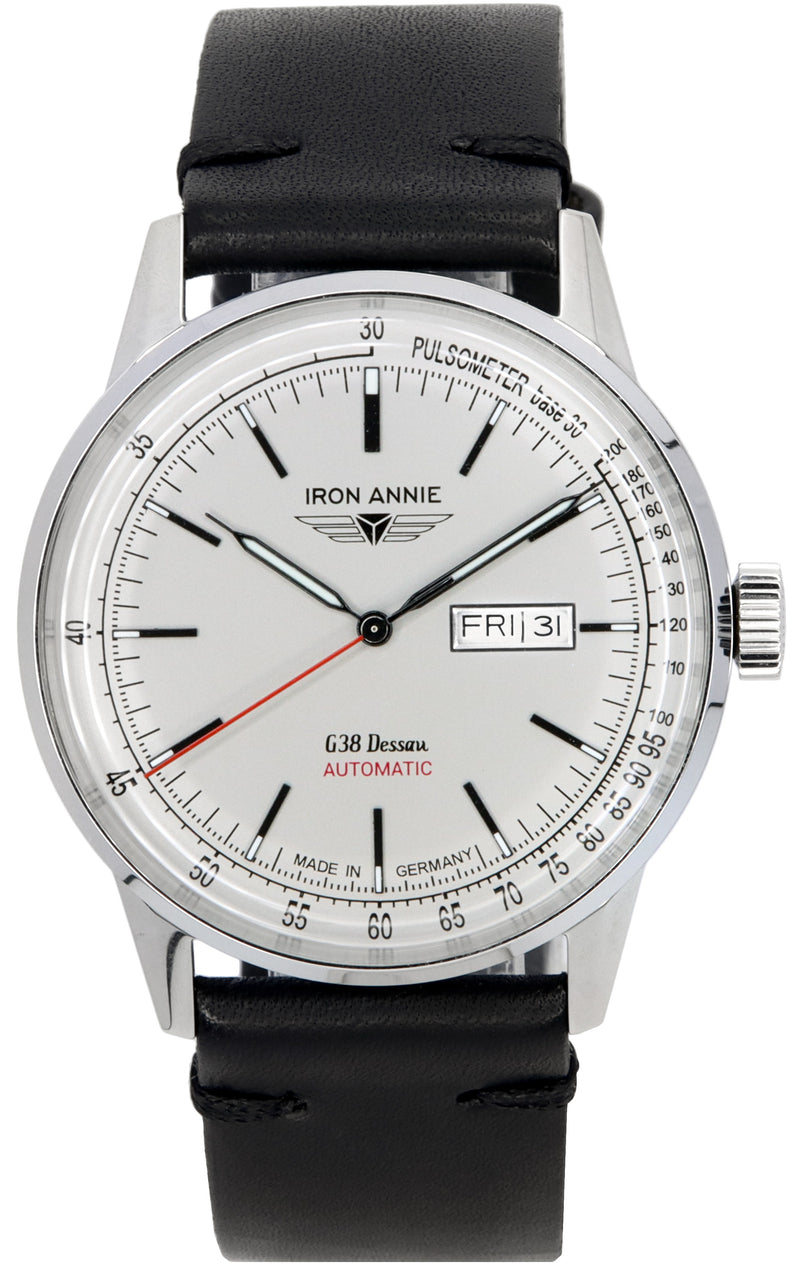 Iron Annie G38 Dessau Leather Strap Grey Dial Automatic 53664 100M Men's Watch