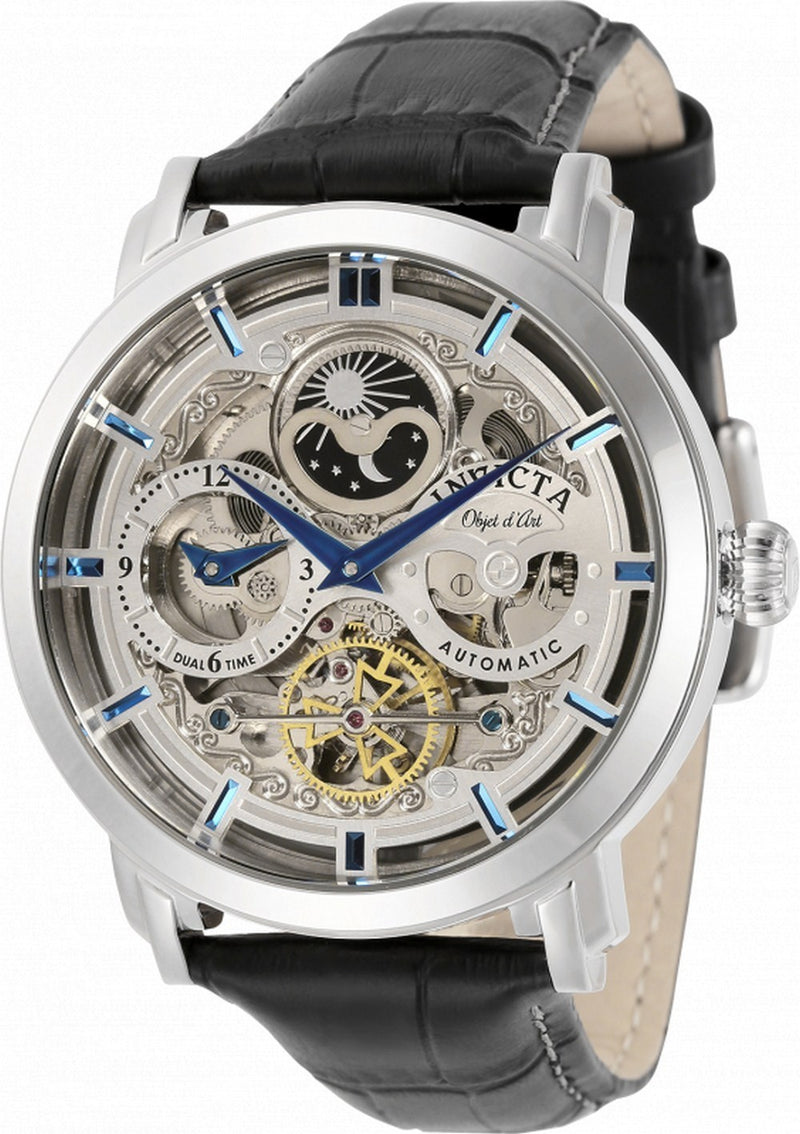 Invicta Objet D Art Skeleton Dial Leather Strap Automatic 32298 Men's Watch