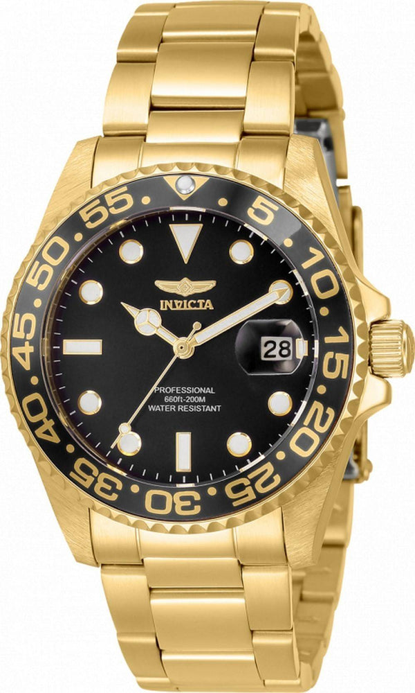 Invicta Pro Diver Black Dial Gold Tone Stainless Steel Quartz 33263 200M Women's Watch