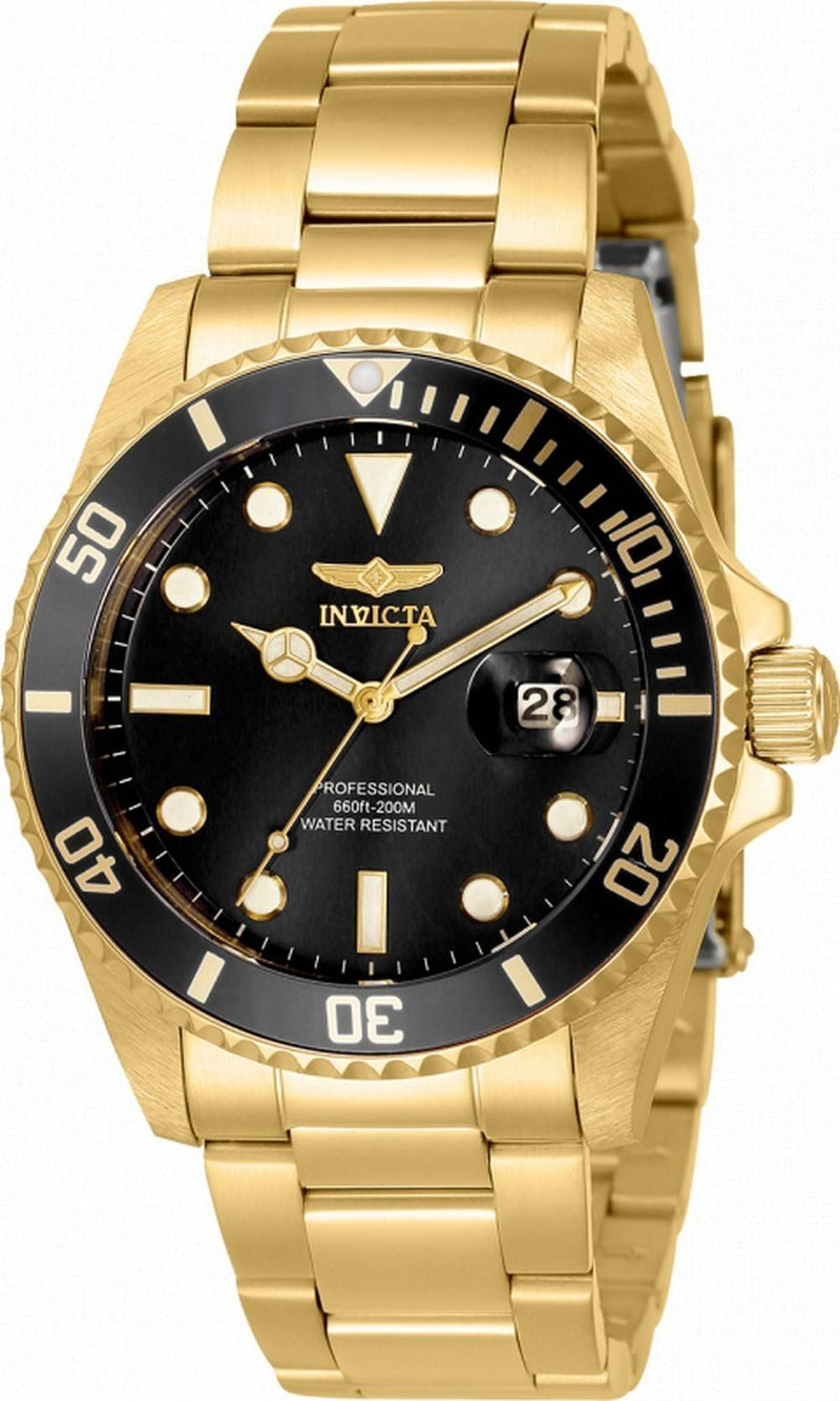 Invicta Pro Diver Black Dial Gold Tone Stainless Steel Quartz 33277 200M Women's Watch