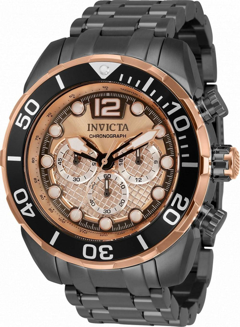 Invicta Pro Diver Chronograph Rose Dial Stainless Steel Quartz 33830 100M Men's Watch