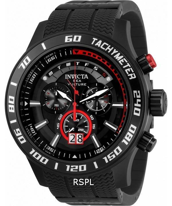Invicta Sea Vulture Chronograph Black Dial Quartz 35026 100M Men's Watch
