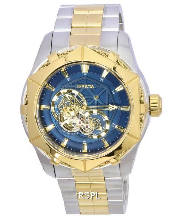 Invicta Bolt Two Tone Stainless Steel Blue Open Heart Dial Automatic 37689 100M Men's Watch