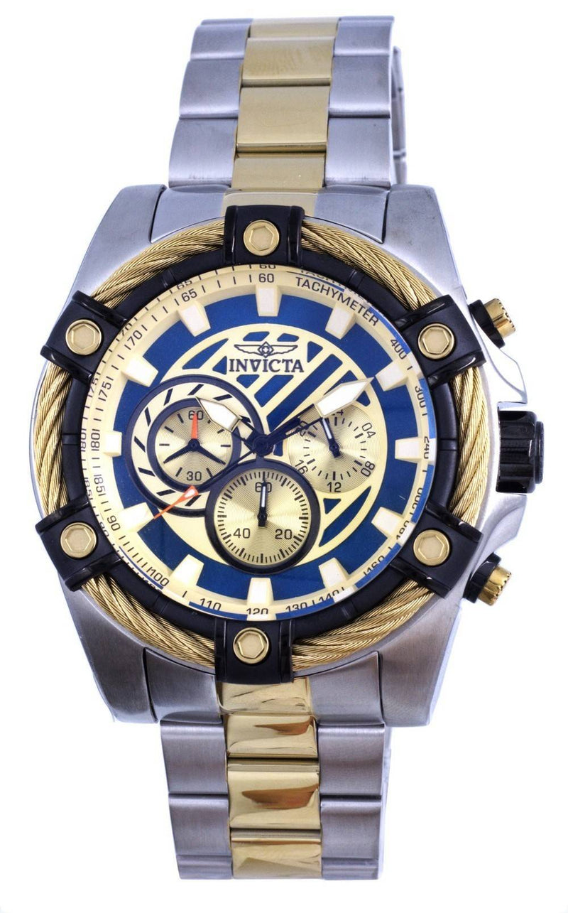 Invicta Bolt Chronograph Blue And Gold Dial Quartz 38957 100M Men's Watch