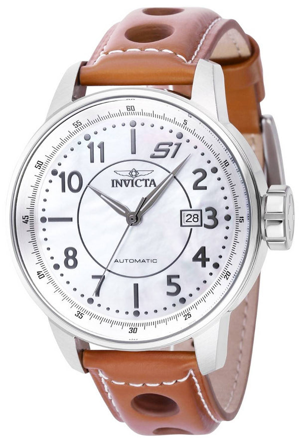 Invicta S1 Rally Leather Mother Of Pearl Dial Automatic 39028 100M Men's Watch