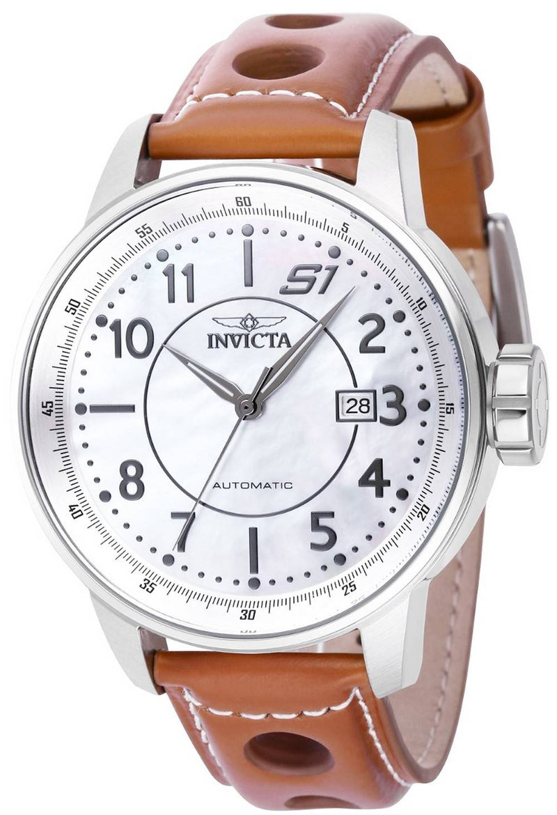 Invicta S1 Rally Leather Mother Of Pearl Dial Automatic 39028 100M Men's Watch