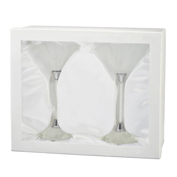Luxury Giftware Set of 2 Martini Glasses with Micro Crystal-filled Stems