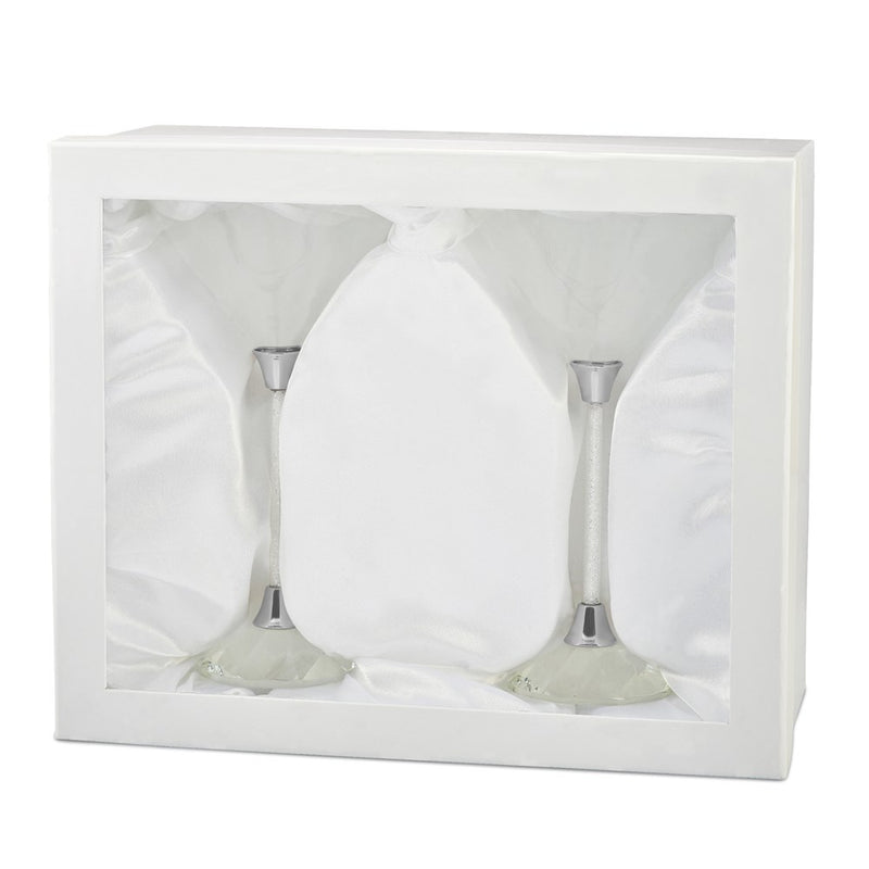 Luxury Giftware Set of 2 Martini Glasses with Micro Crystal-filled Stems